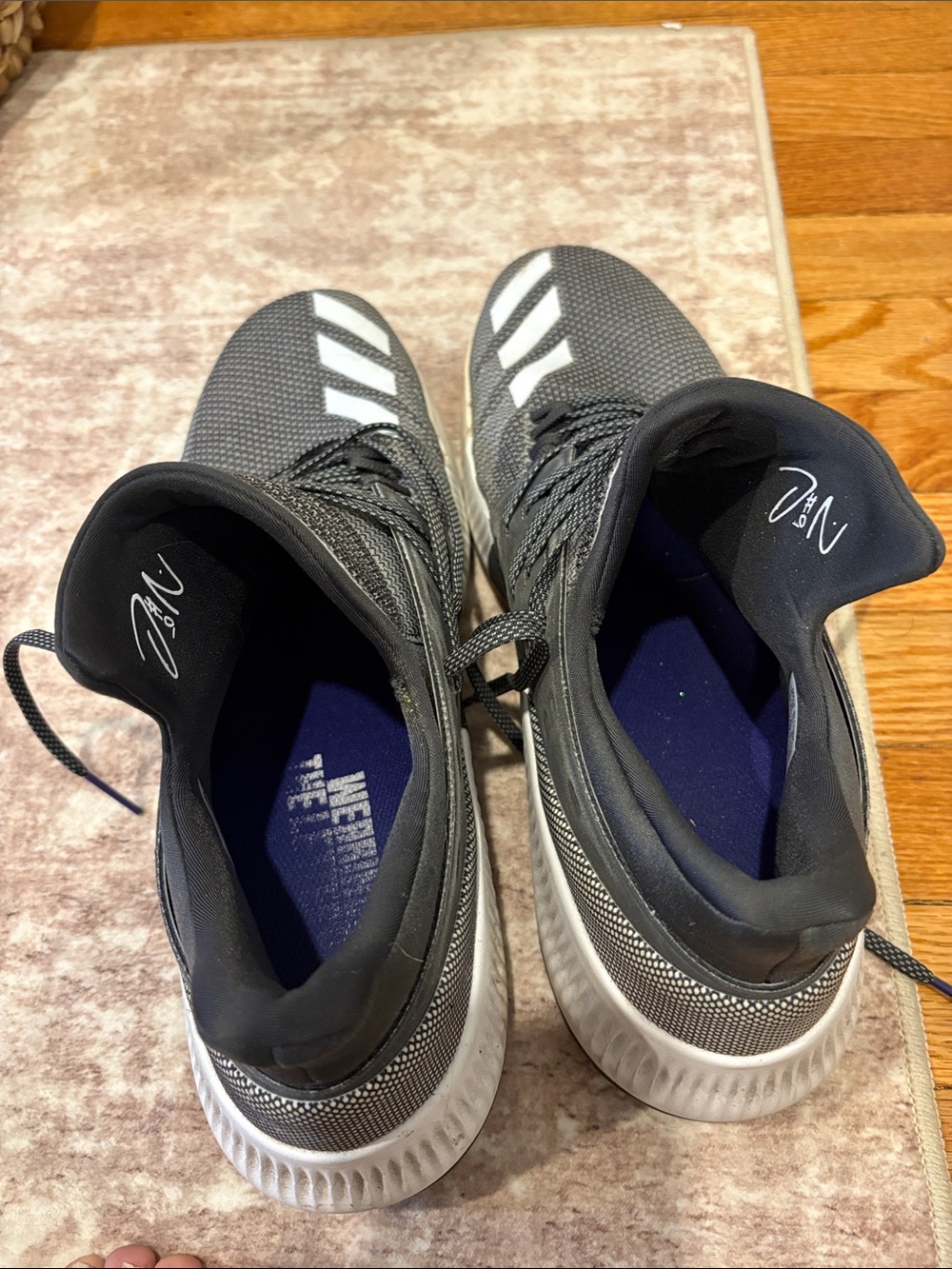 adidas Gray and White Men's Basketball Sneakers - Picture 2 of 5